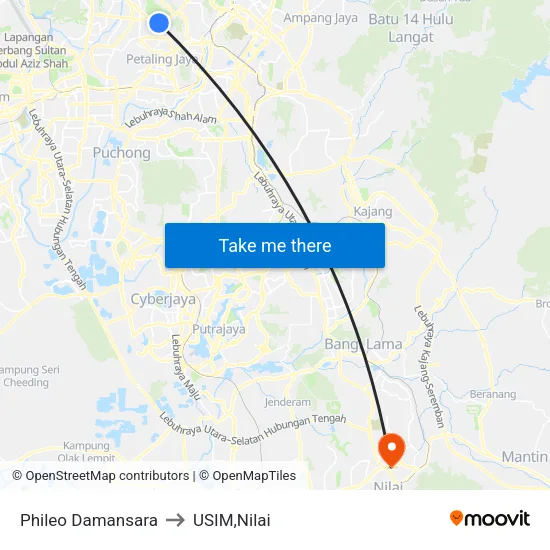 Phileo Damansara to USIM,Nilai map