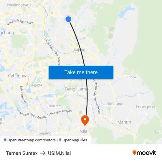Taman Suntex to USIM,Nilai map