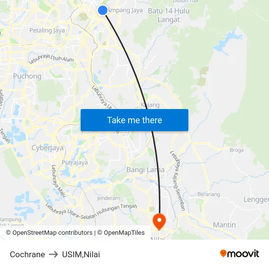 Cochrane to USIM,Nilai map
