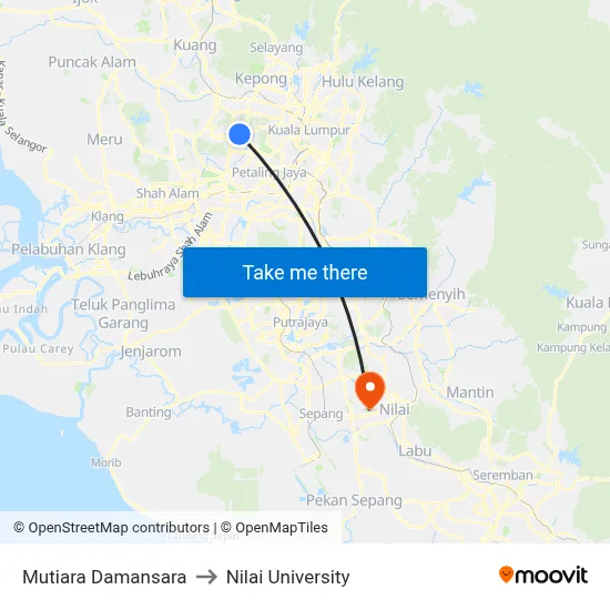 Mutiara Damansara to Nilai University map