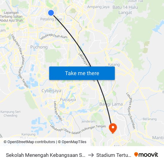 Sekolah Menengah Kebangsaan Sultan Abdul Samad (Opp) (Pj245) to Stadium Tertutup Nilai (USIM) map