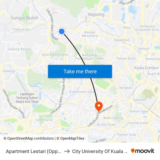 Apartment Lestari (Opp) (Pj62) to City University Of Kuala Lumpur map