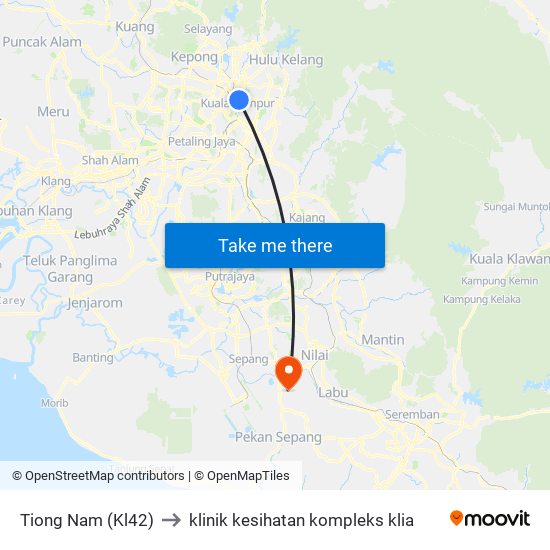 Tiong Nam (Kl42) to klinik kesihatan kompleks klia map
