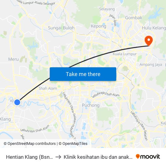 Hentian Klang (Bsn) (Bd580) to Klinik kesihatan ibu dan anak keramat AU2 map