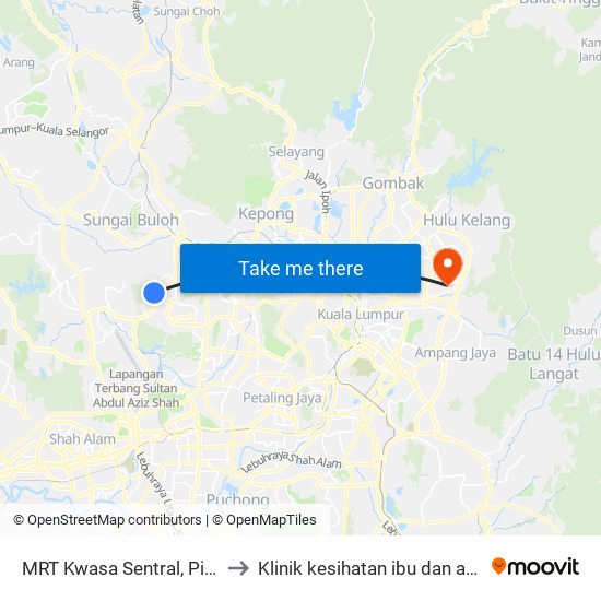 MRT Kwasa Sentral, Pintu A (Sa1020) to Klinik kesihatan ibu dan anak keramat AU2 map