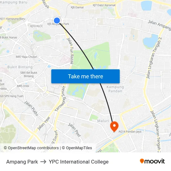 Ampang Park to YPC International College map