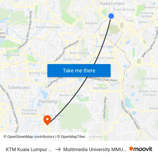 KTM Kuala Lumpur (Kl1093) to Multimedia University MMU Cyberjaya map