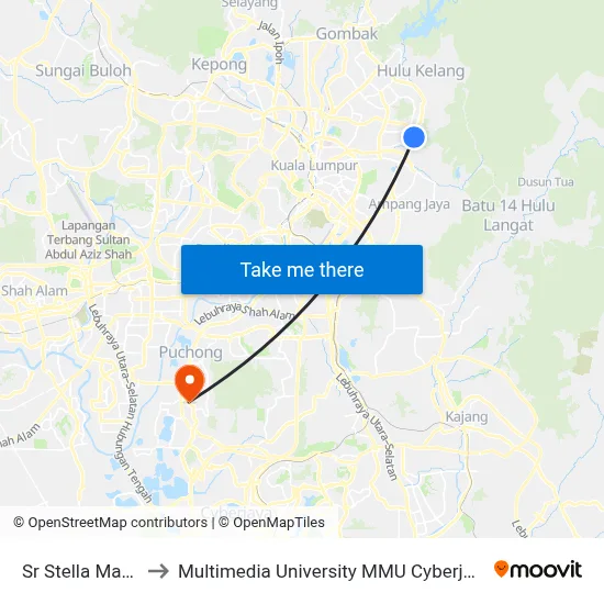 Sr Stella Maris to Multimedia University MMU Cyberjaya map