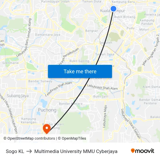 Sogo KL to Multimedia University MMU Cyberjaya map