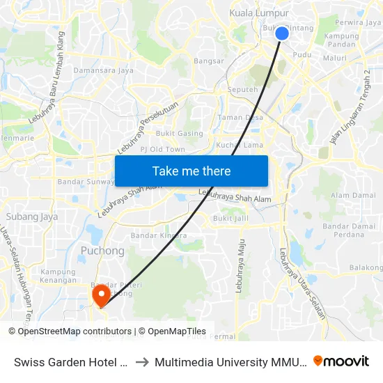 Swiss Garden Hotel (Kl1823) to Multimedia University MMU Cyberjaya map