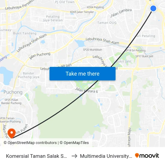 Komersial Taman Salak Selatan (Opp) (Kl795) to Multimedia University MMU Cyberjaya map
