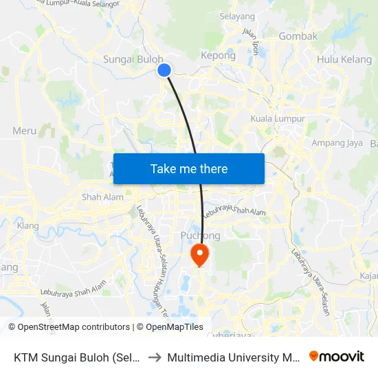 KTM Sungai Buloh (Selatan) (Pj587) to Multimedia University MMU Cyberjaya map