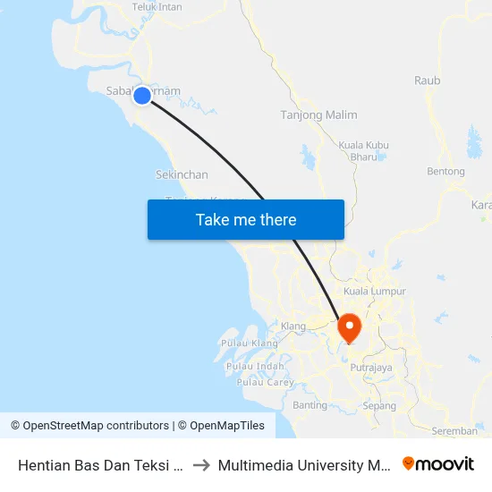 Hentian Bas Dan Teksi Pekan Sabak to Multimedia University MMU Cyberjaya map