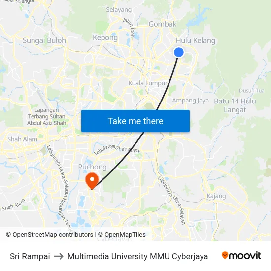 Sri Rampai to Multimedia University MMU Cyberjaya map