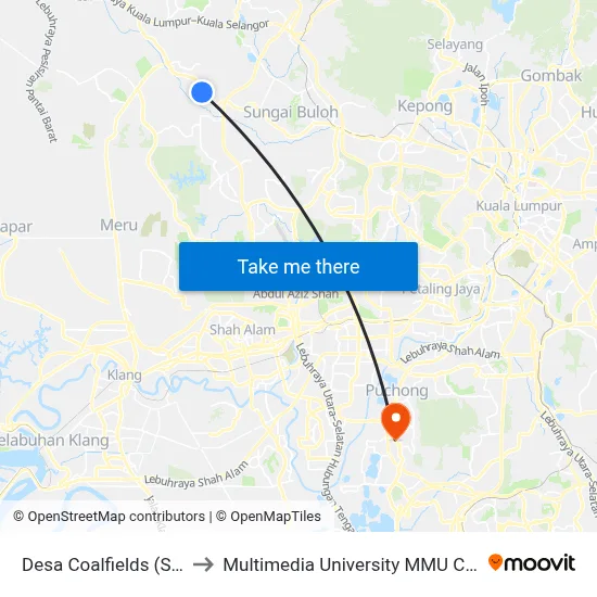 Desa Coalfields (Sa940) to Multimedia University MMU Cyberjaya map