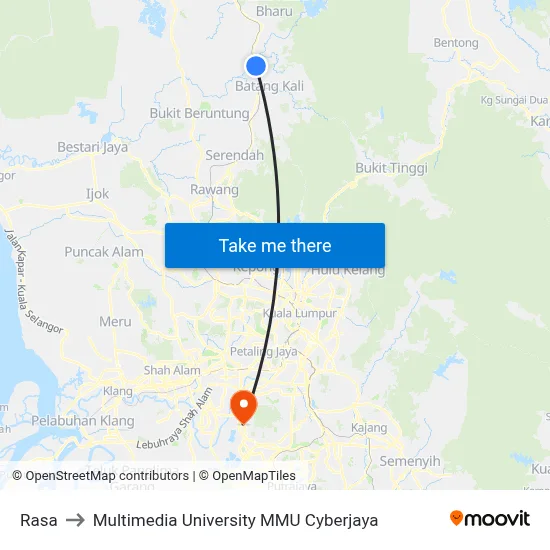 Rasa to Multimedia University MMU Cyberjaya map