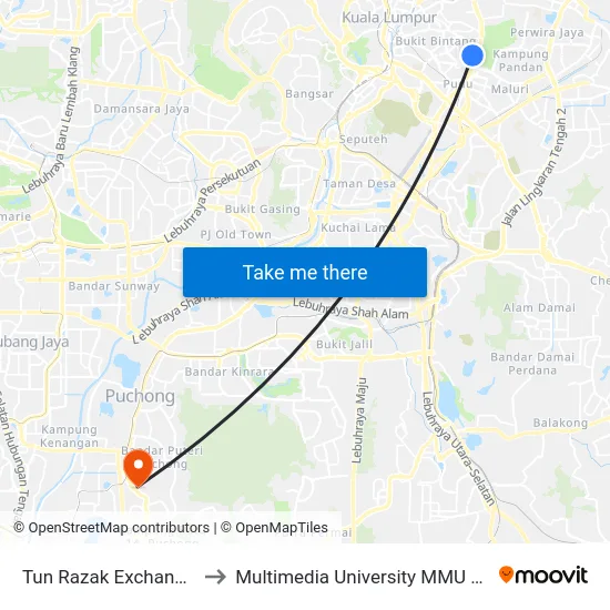 Tun Razak Exchange (Trx) to Multimedia University MMU Cyberjaya map