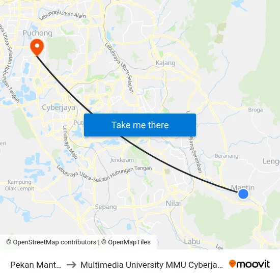 Pekan Mantin to Multimedia University MMU Cyberjaya map
