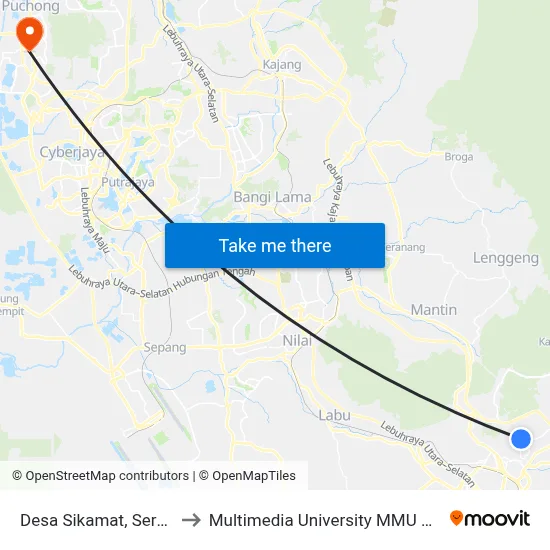 Desa Sikamat, Seremban to Multimedia University MMU Cyberjaya map