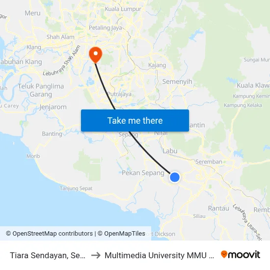 Tiara Sendayan, Sendayan to Multimedia University MMU Cyberjaya map