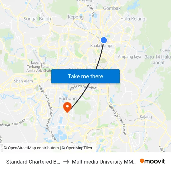 Standard Chartered Bank (Kl51) to Multimedia University MMU Cyberjaya map