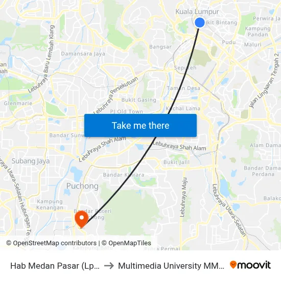 Hab Medan Pasar (Lpb) (Kl115) to Multimedia University MMU Cyberjaya map