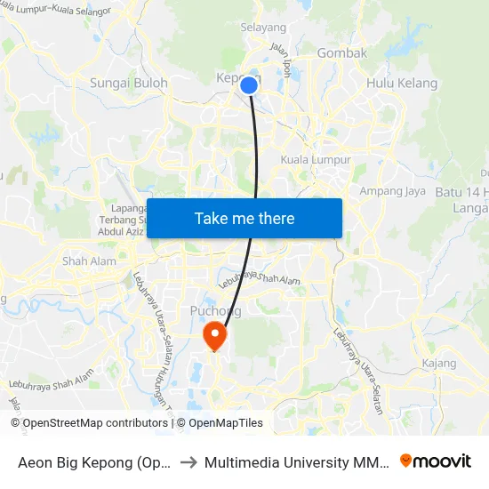 Aeon Big Kepong (Opp) (Kl485) to Multimedia University MMU Cyberjaya map