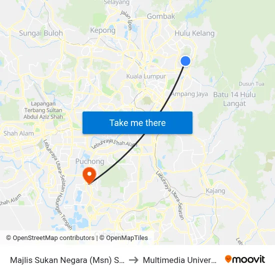 Majlis Sukan Negara (Msn) Setiawangsa (Utara) (Kl435) to Multimedia University MMU Cyberjaya map