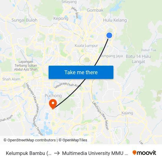 Kelumpuk Bambu (Kl853) to Multimedia University MMU Cyberjaya map