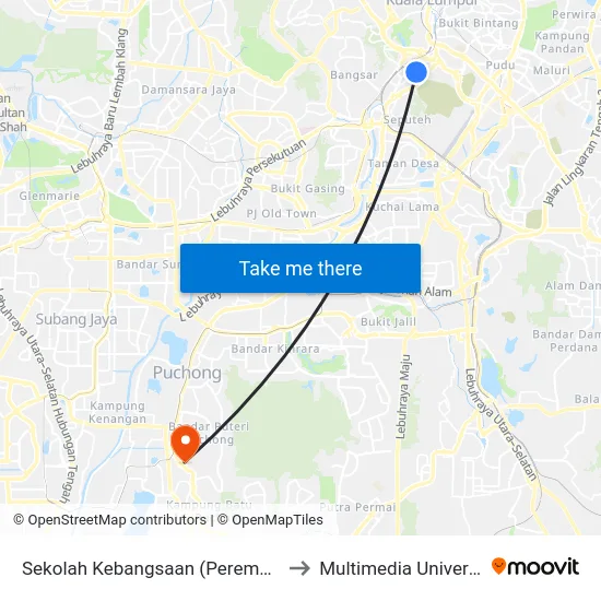 Sekolah Kebangsaan (Perempuan) Methodist 1 & 2 (Kl1082) to Multimedia University MMU Cyberjaya map