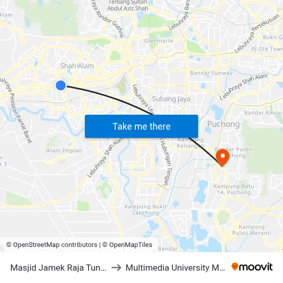 Masjid Jamek Raja Tun Uda (Sa919) to Multimedia University MMU Cyberjaya map