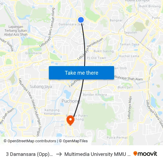 3 Damansara (Opp) (Pj728) to Multimedia University MMU Cyberjaya map