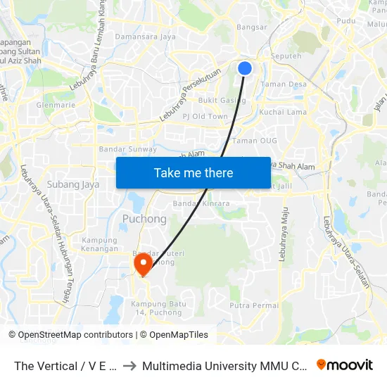 The Vertical / V E Hotel to Multimedia University MMU Cyberjaya map