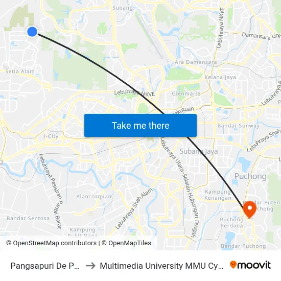 Pangsapuri De Palma to Multimedia University MMU Cyberjaya map