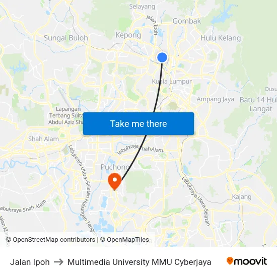 Jalan Ipoh to Multimedia University MMU Cyberjaya map