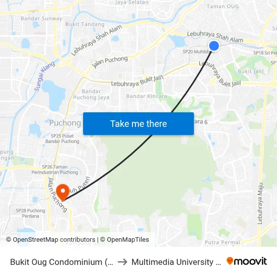Bukit Oug Condominium (Selatan) (Kl1356) to Multimedia University MMU Cyberjaya map