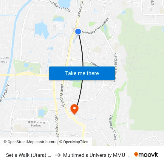 Setia Walk (Utara) (Sj449) to Multimedia University MMU Cyberjaya map