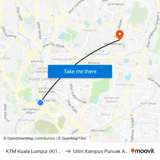 KTM Kuala Lumpur (Kl1093) to Uitm Kampus Puncak Alam map