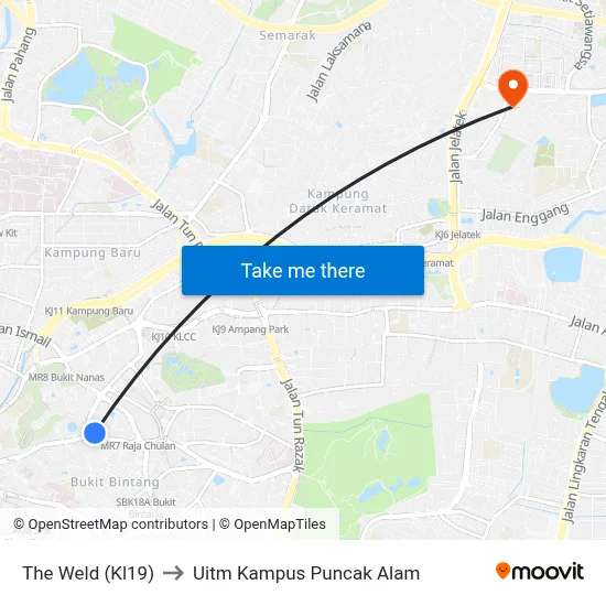 The Weld (Kl19) to Uitm Kampus Puncak Alam map