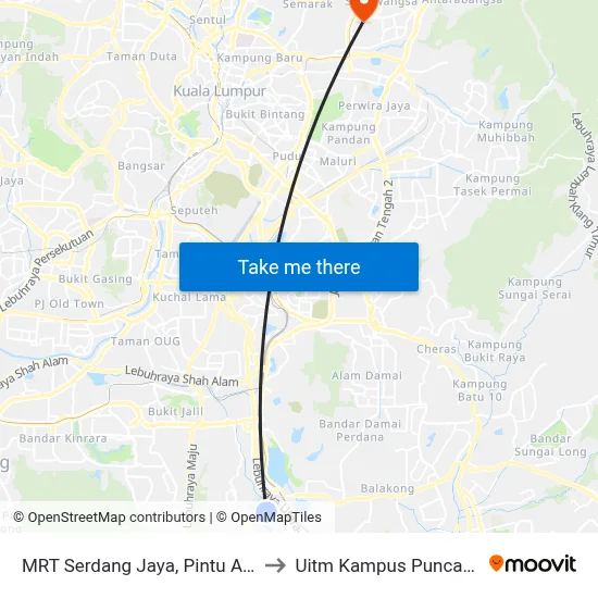 MRT Serdang Jaya, Pintu A (Sj786) to Uitm Kampus Puncak Alam map
