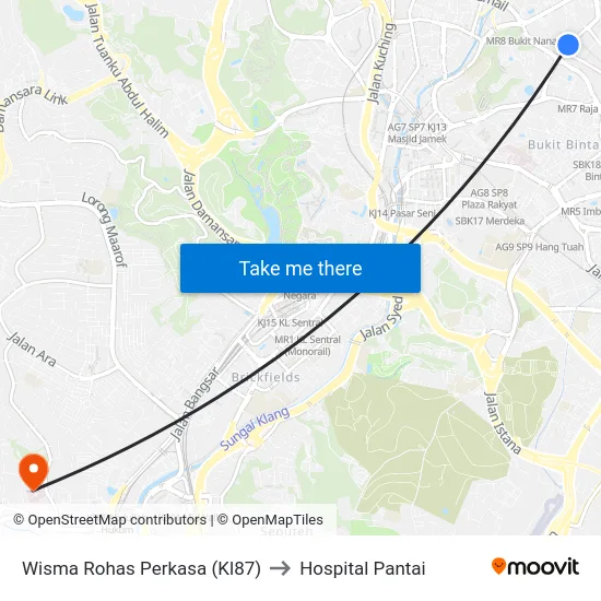 Wisma Rohas Perkasa (Kl87) to Hospital Pantai map