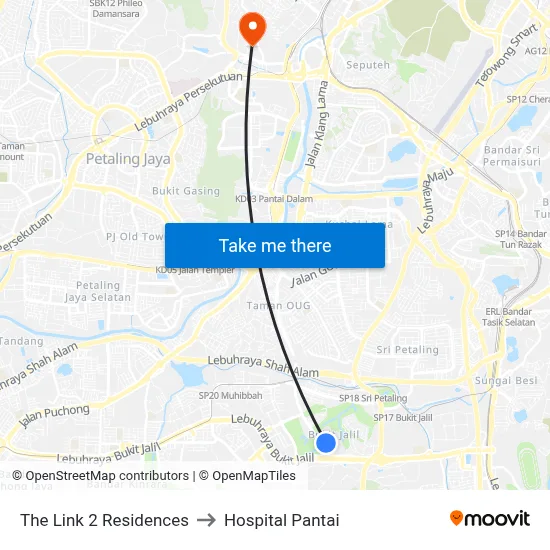 The Link 2 Residences to Hospital Pantai map