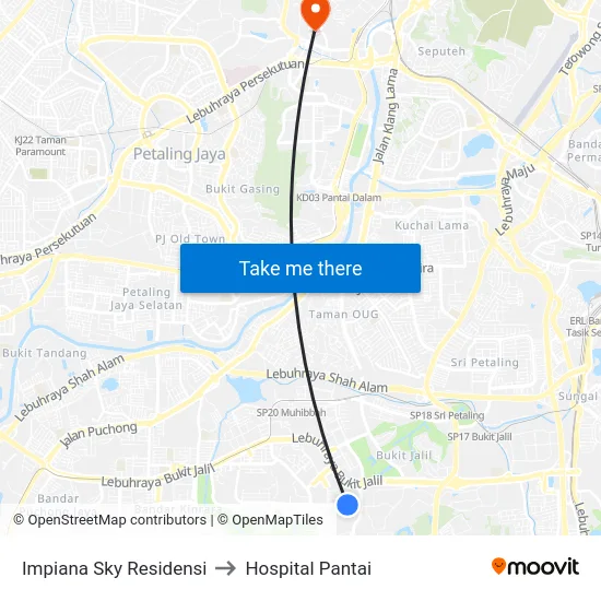 Impiana Sky Residensi to Hospital Pantai map