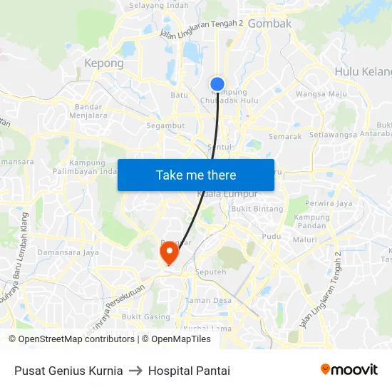 Pusat Genius Kurnia to Hospital Pantai map