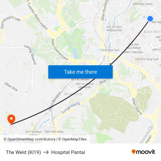 The Weld (Kl19) to Hospital Pantai map