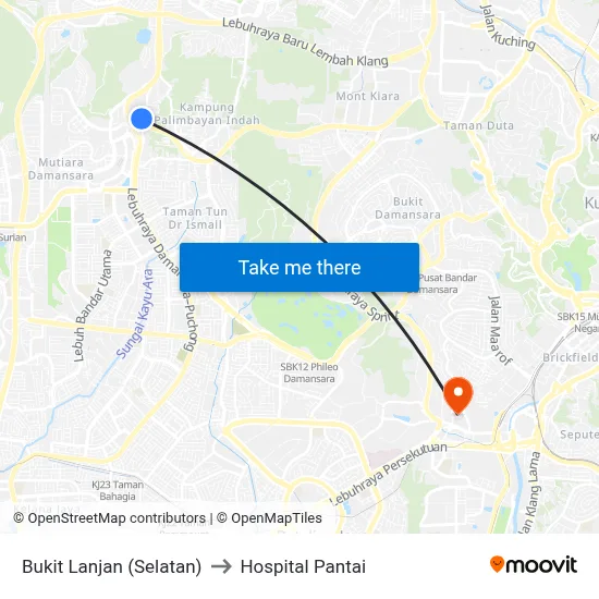 Bukit Lanjan (Selatan) to Hospital Pantai map