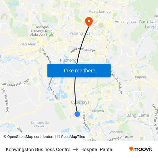 Kenwingston Business Centre to Hospital Pantai map