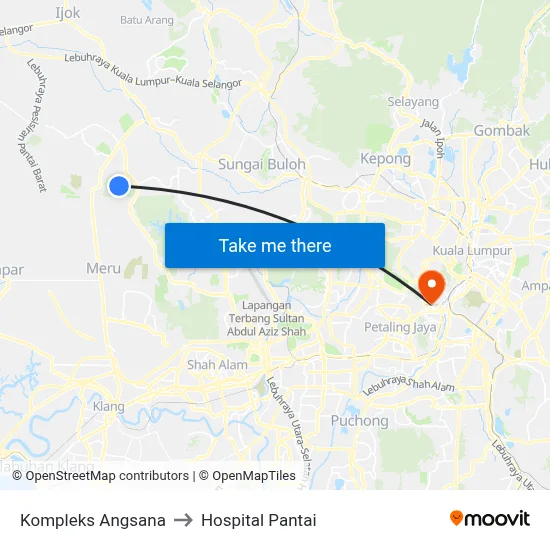 Kompleks Angsana to Hospital Pantai map