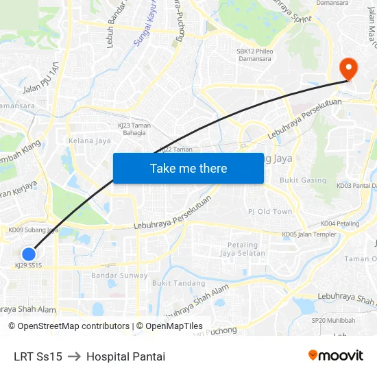 LRT Ss15 to Hospital Pantai map