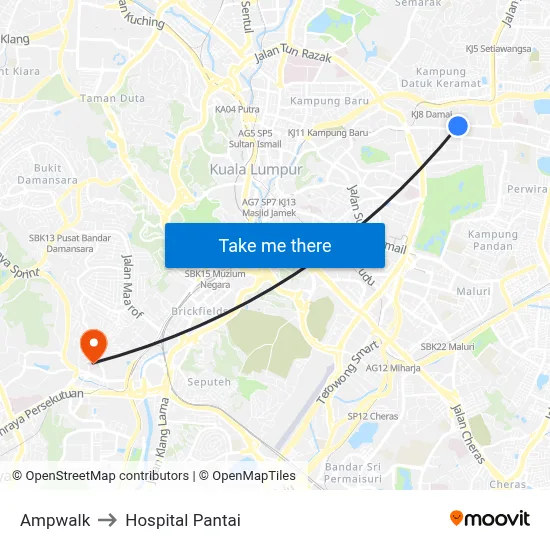 Ampwalk to Hospital Pantai map